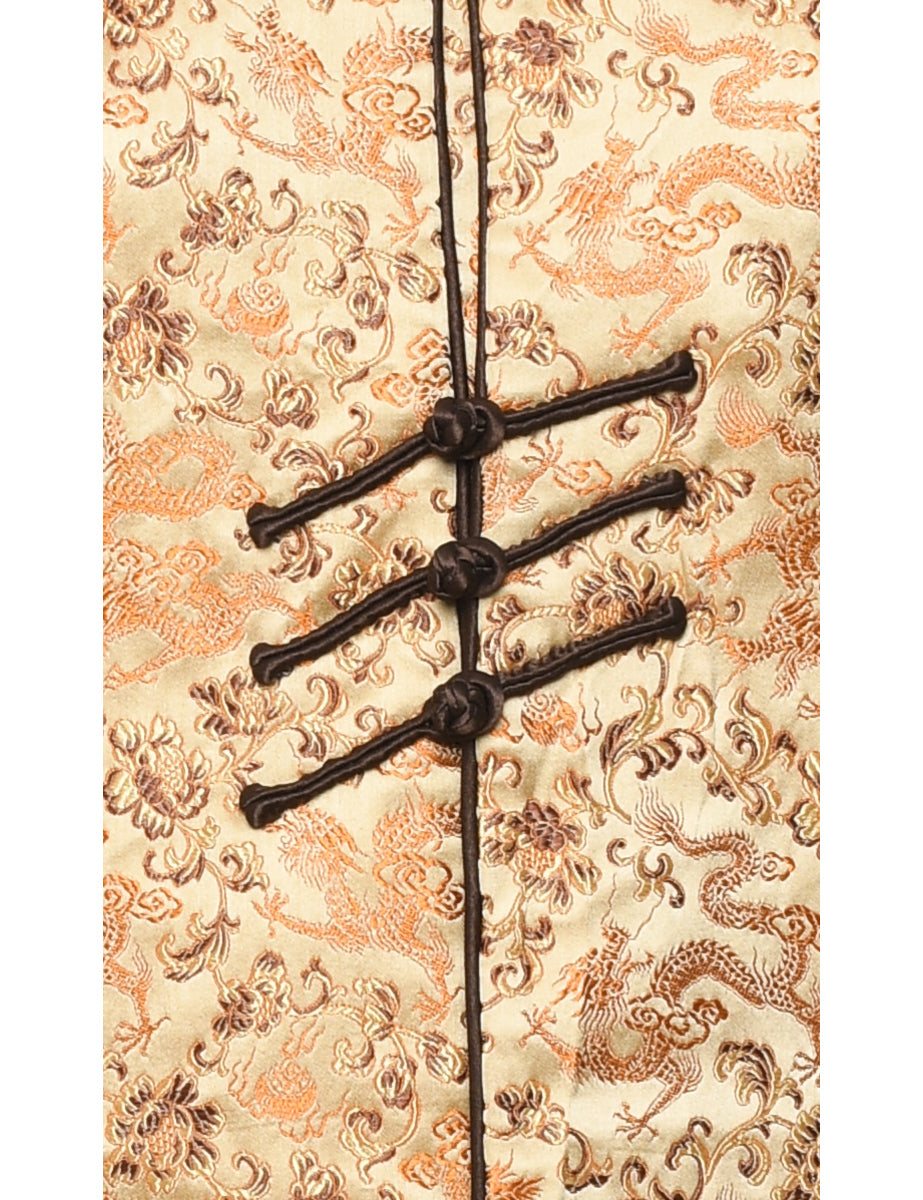Velour Beige & Brown Contrast Brocade Evening Jacket - M