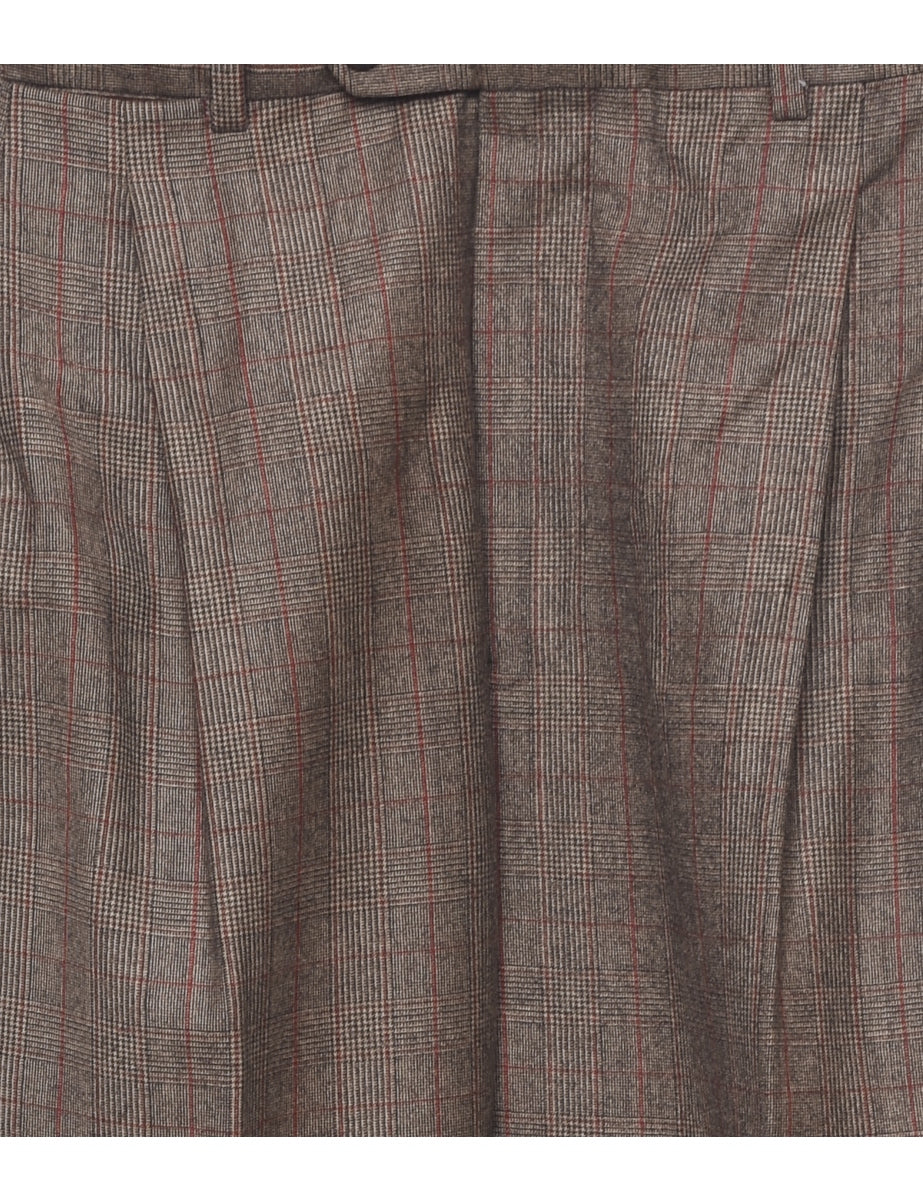 Wool Checked Pattern Trousers - W34 L30