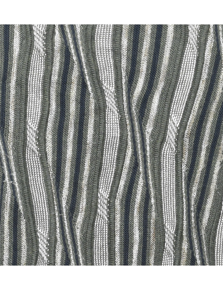Patterned Olive Green Jumper - M