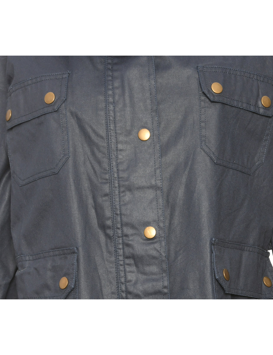 Button-Front Classic Navy Jacket - L