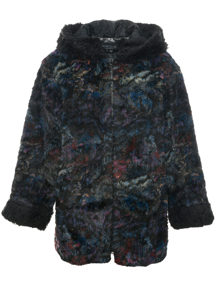 Multi-colour Faux Fur Coat - M