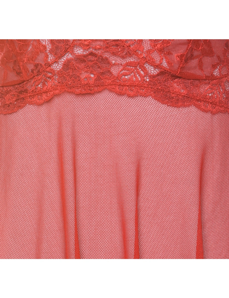 Red Classic Lace Halterneck Babydoll - S