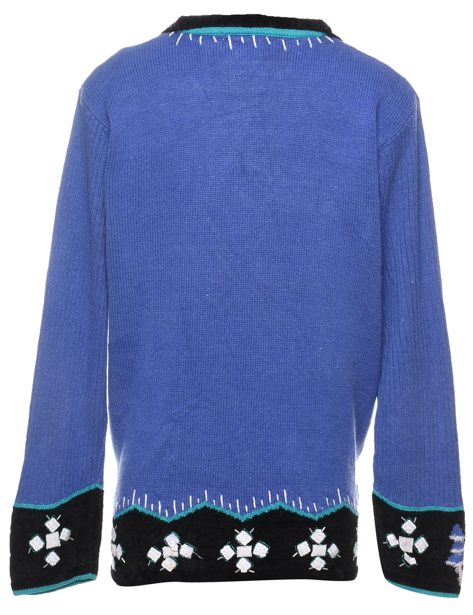 Animal Design Christmas Cardigan - L
