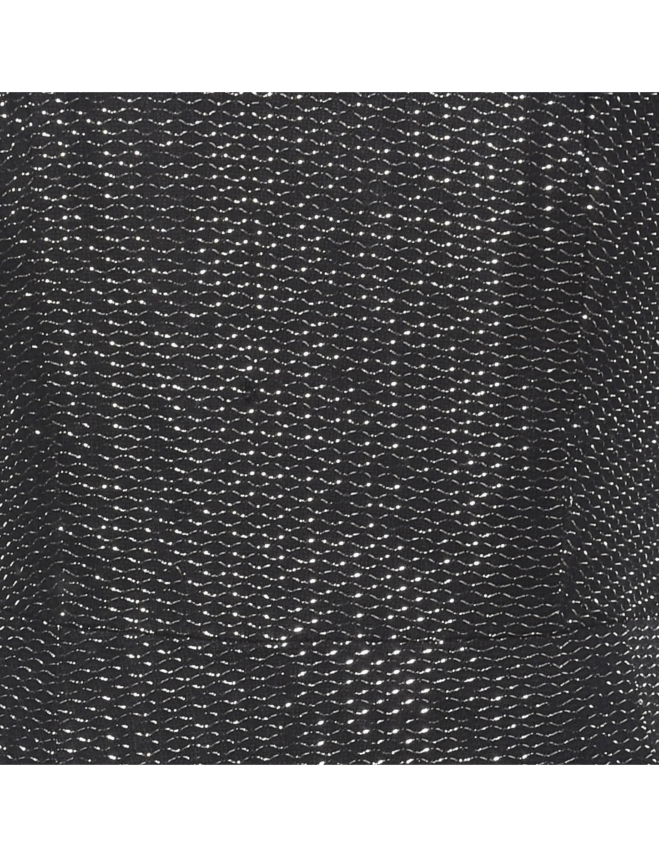 Lurex Thread Pattern Black & Silver Dress - L