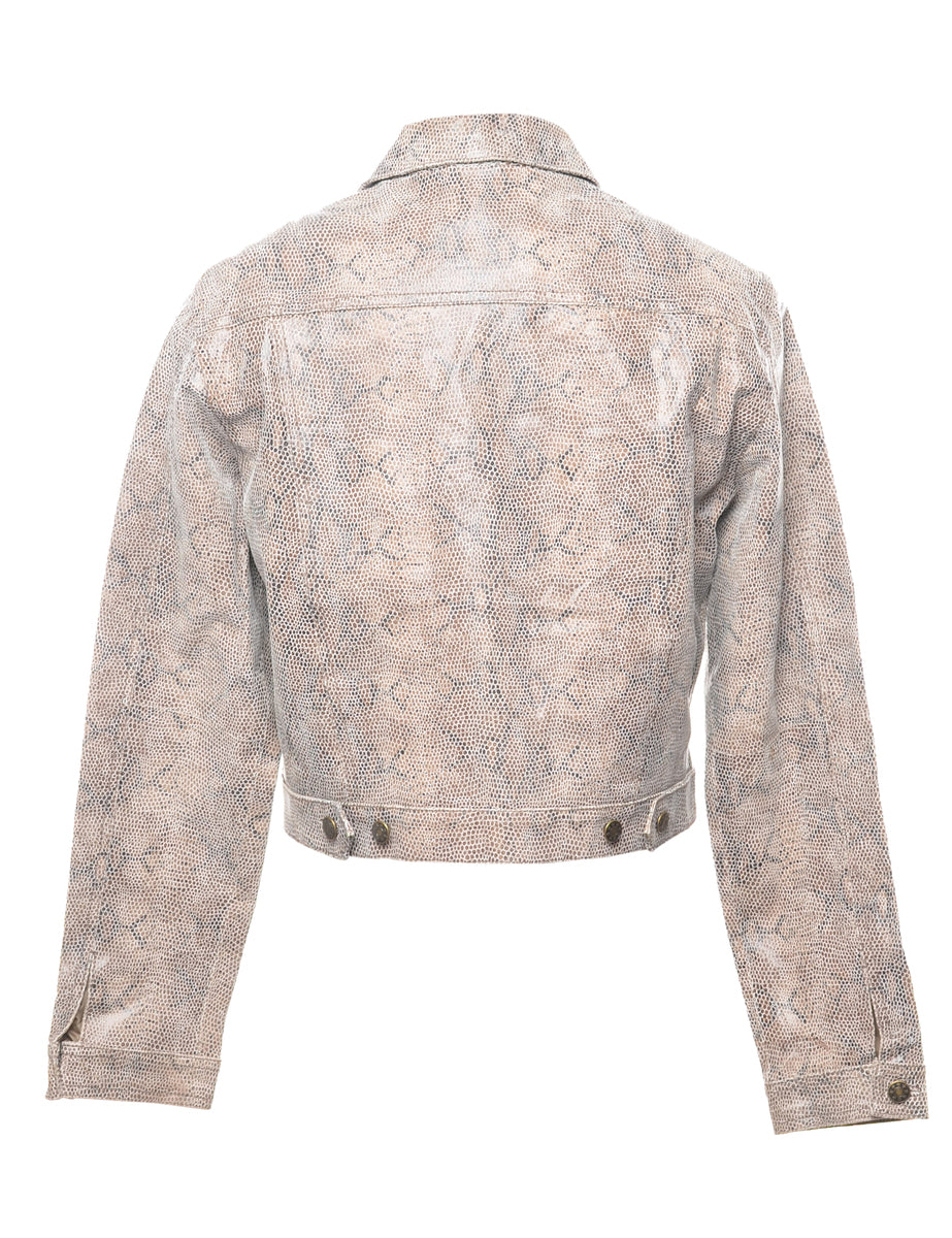 Snakeskin Faux Leather Jacket - L