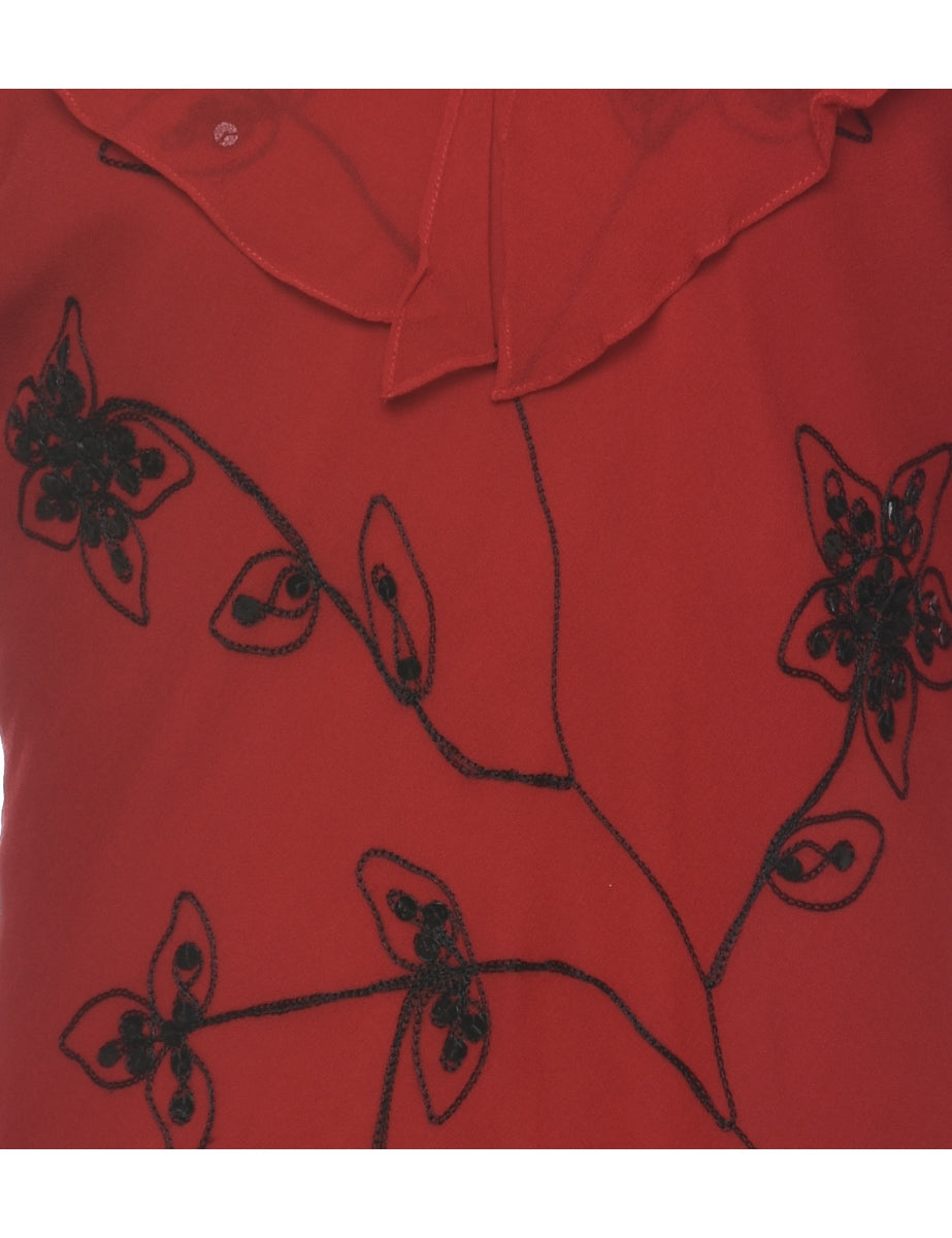 Silk Red Top - L