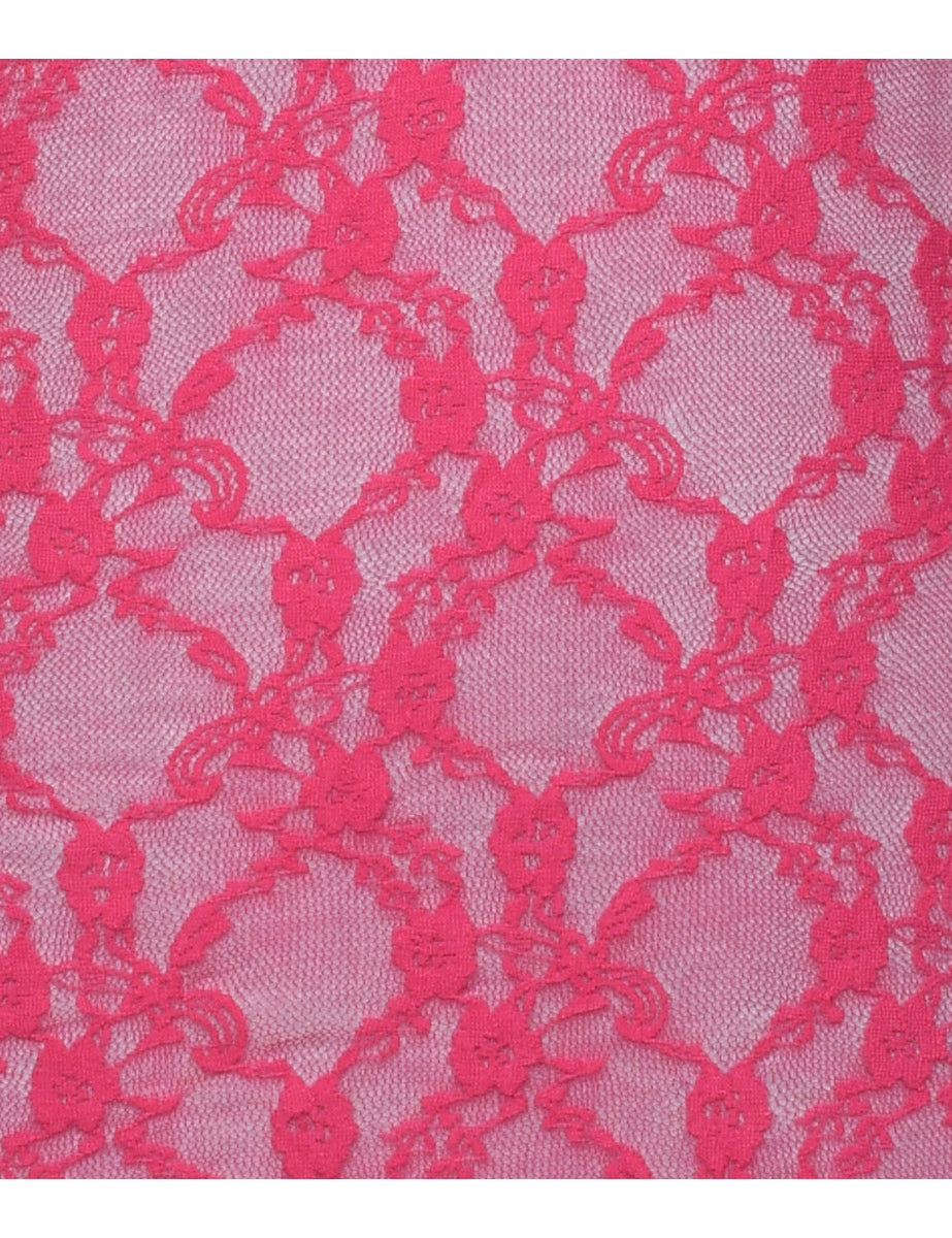 Pink Y2K Sheer Lace Cami Top - M