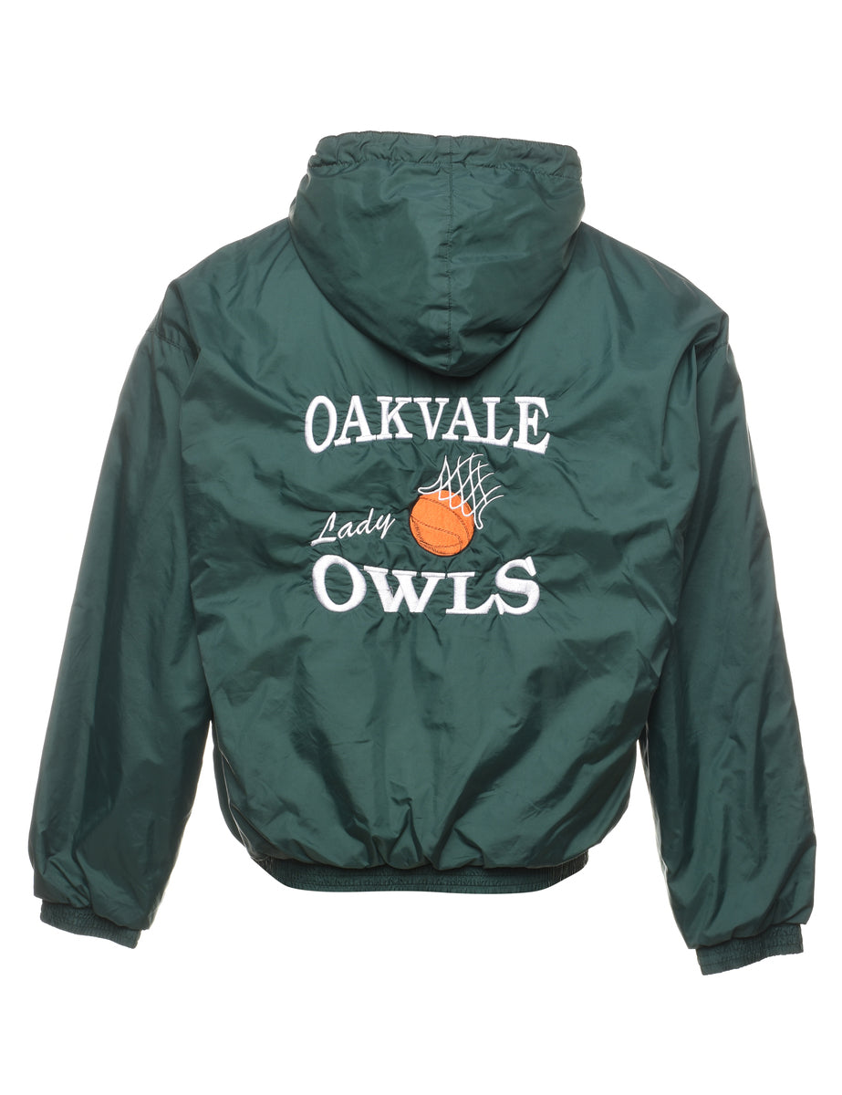 Oakvale Owls Embroidered Dark Green Nylon Jacket - L