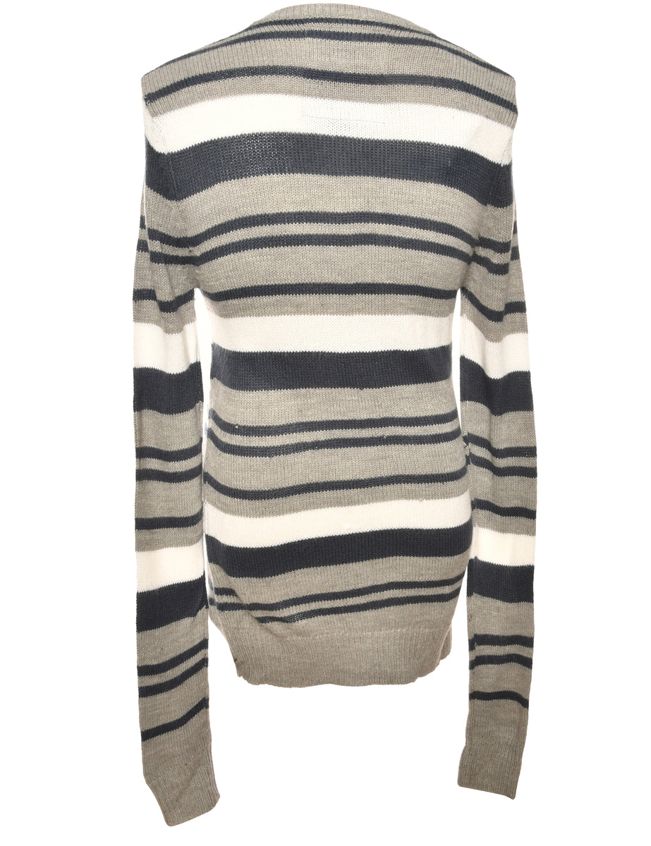 Striped Multi-Colour Knit Jumper - M