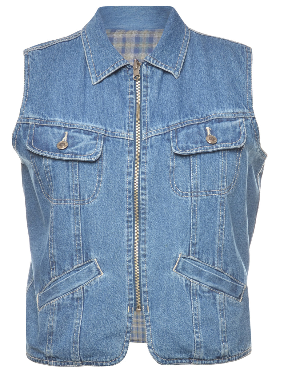 Medium Wash Denim Jacket Vest - L