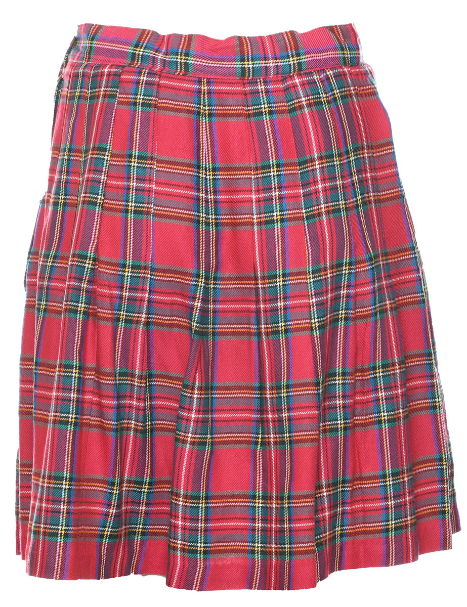 Plaid Pleated Skirt - M