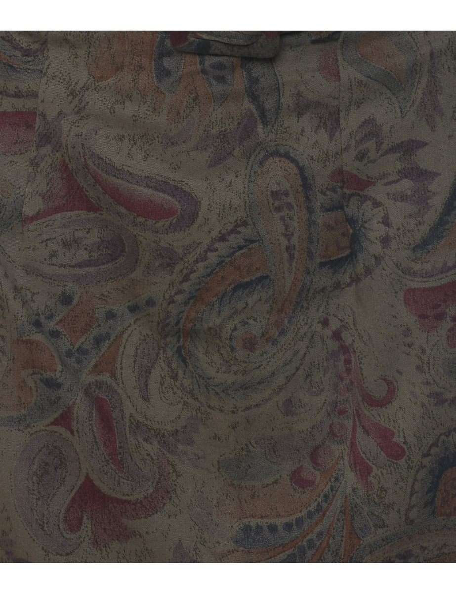Paisley Print Pencil Skirt - M