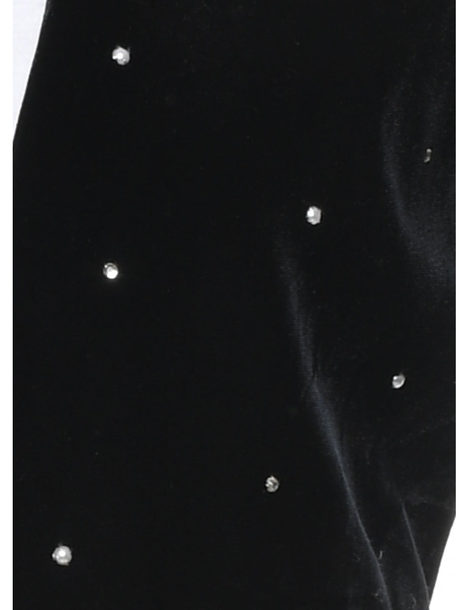 Cropped Black Embellished Velvet Evening Jacket - M