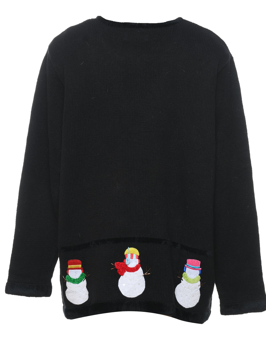 Snowman Christmas Cardigan - L
