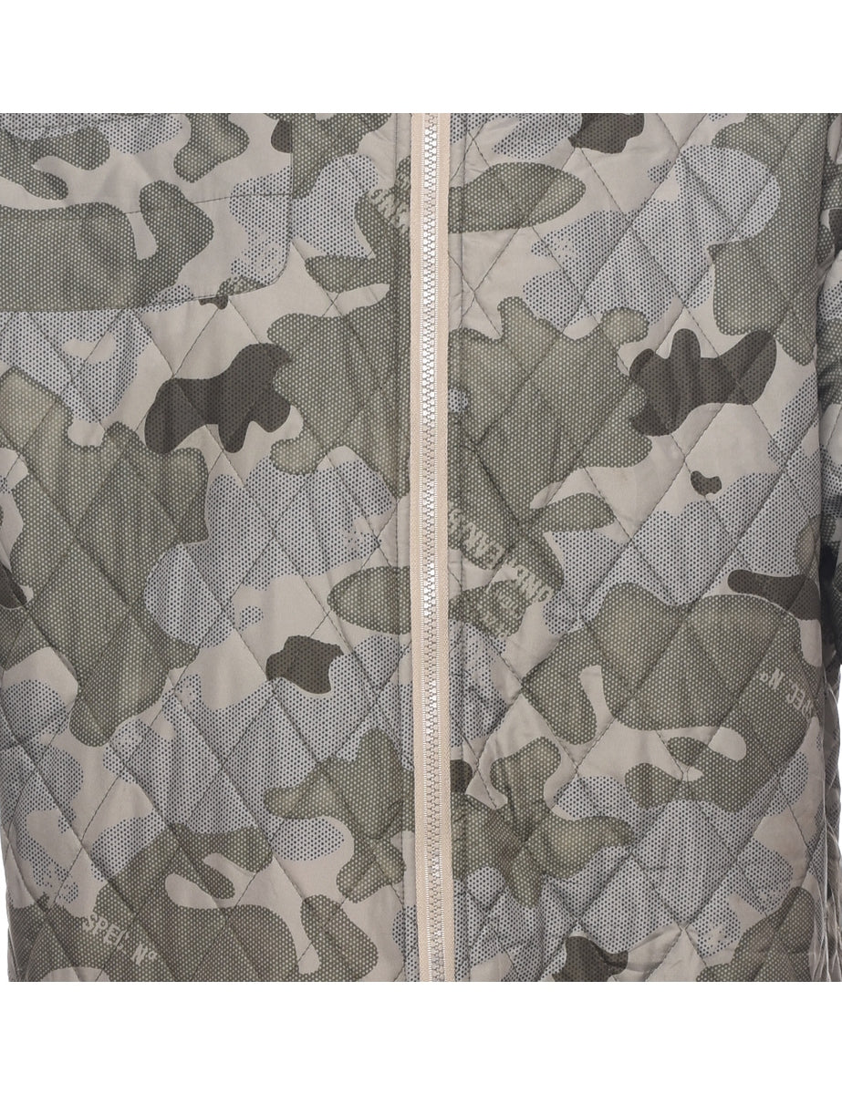 Camouflage Print Puffer Jacket - L