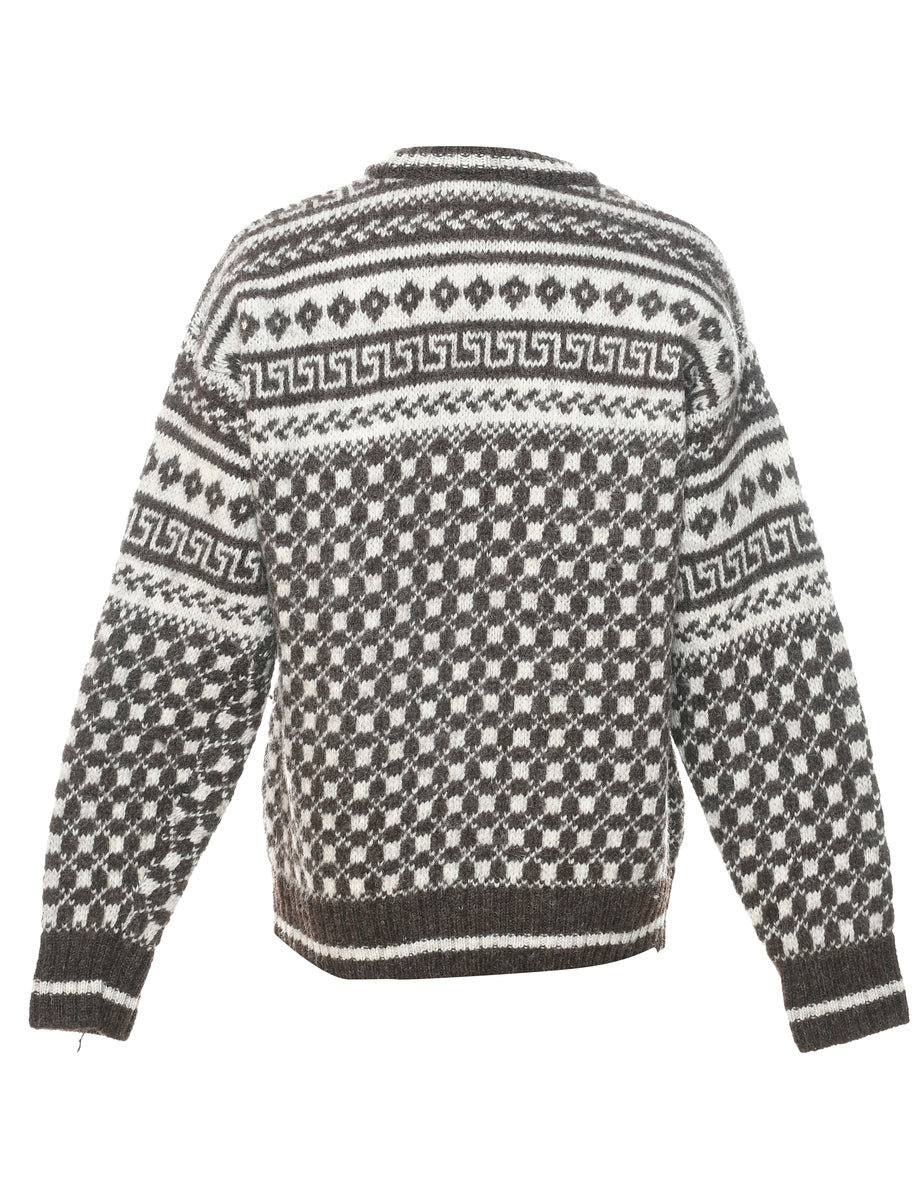 Wool Brown Jumper - M