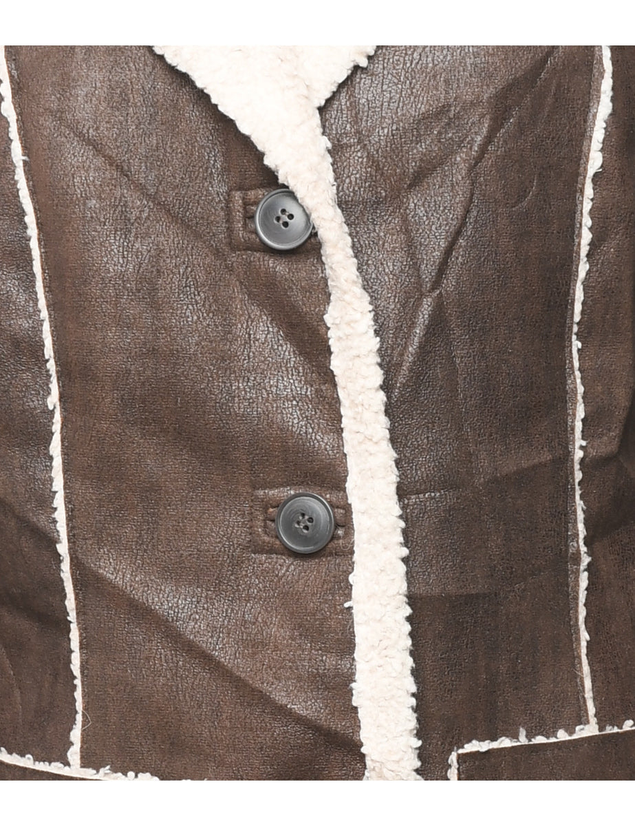 Single Breasted Shearling Lining Coat - M