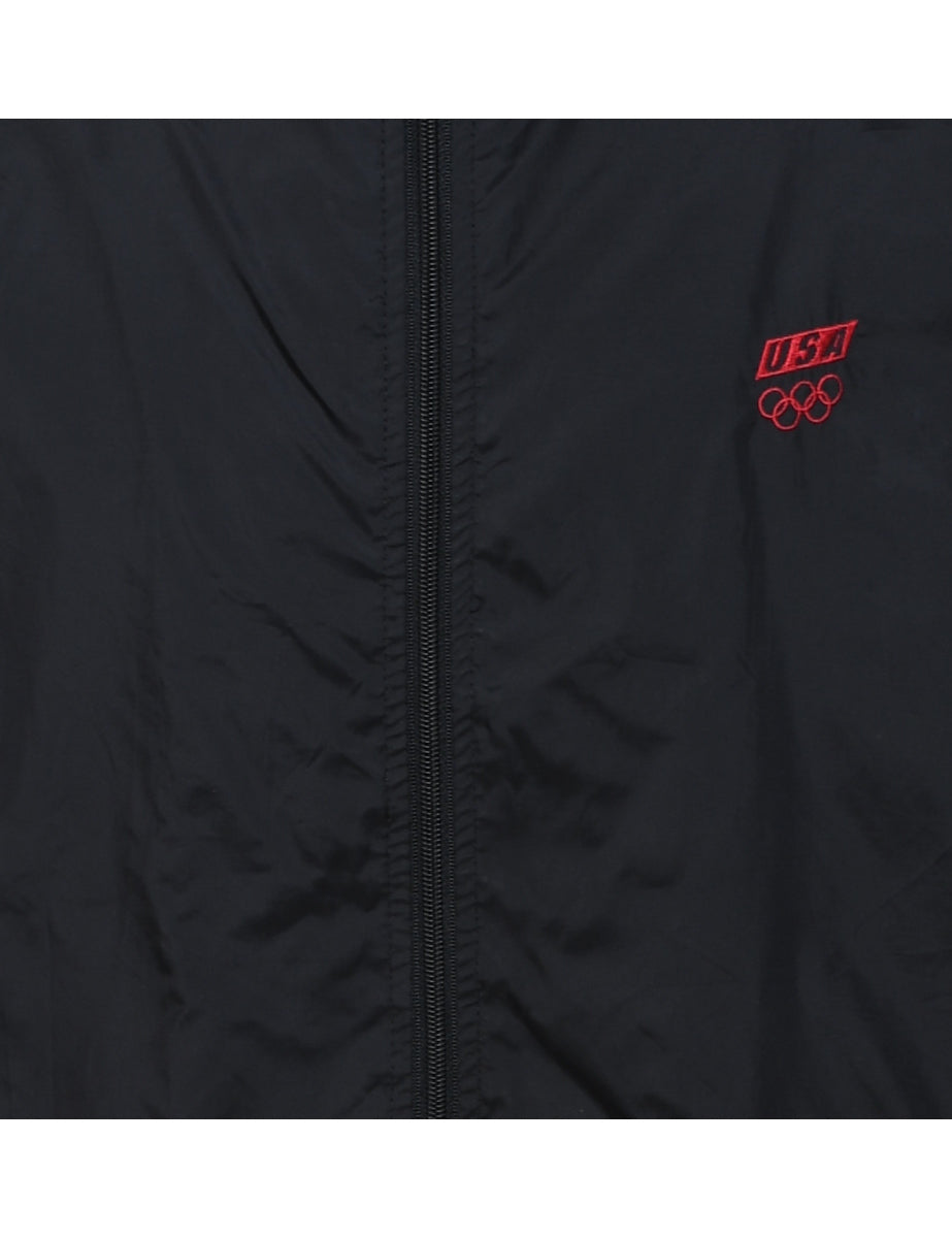 Red & Black Two-Tone U.S.A Nylon Jacket - M