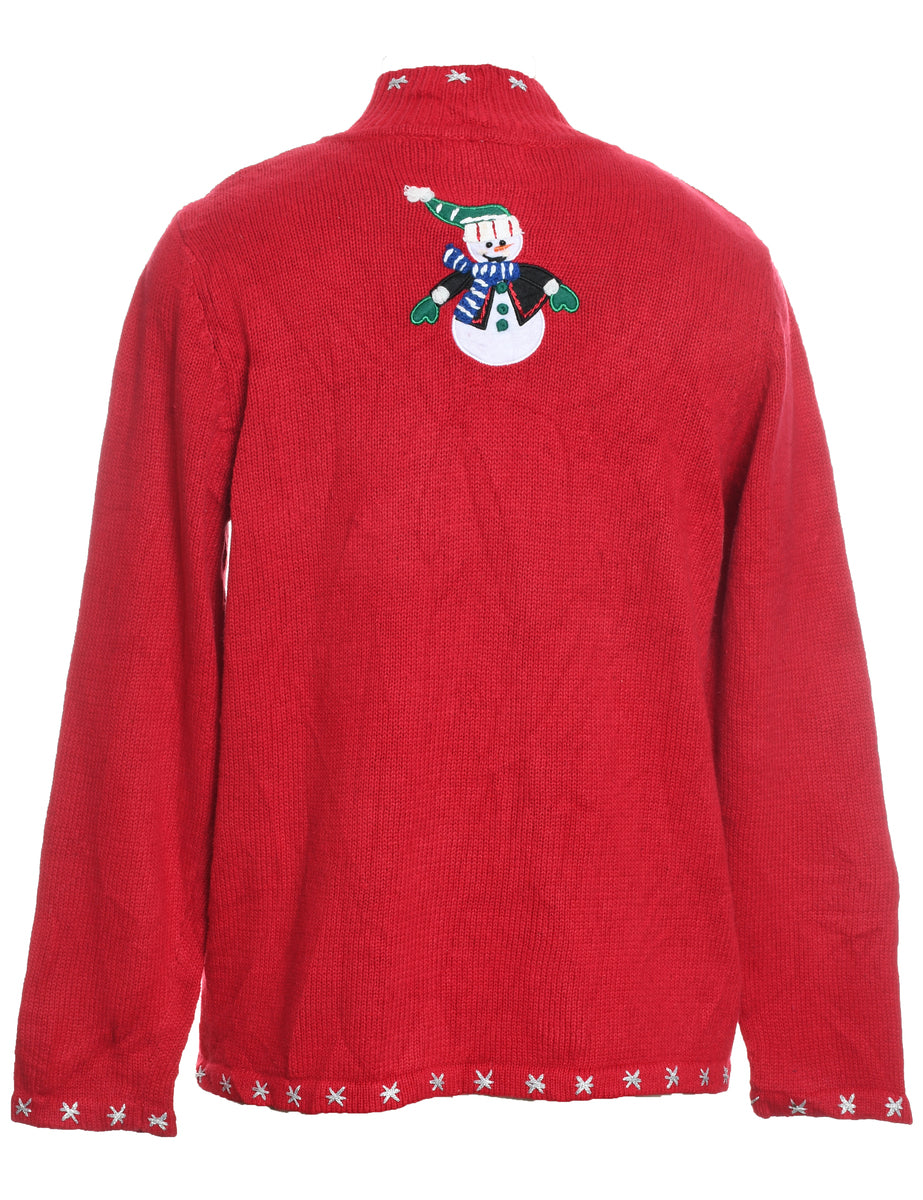 Snowman Christmas Cardigan - M