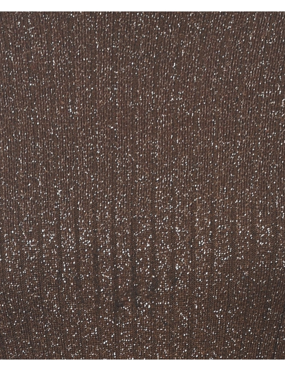 Lurex Thread Pattern Turtleneck Jumper - M