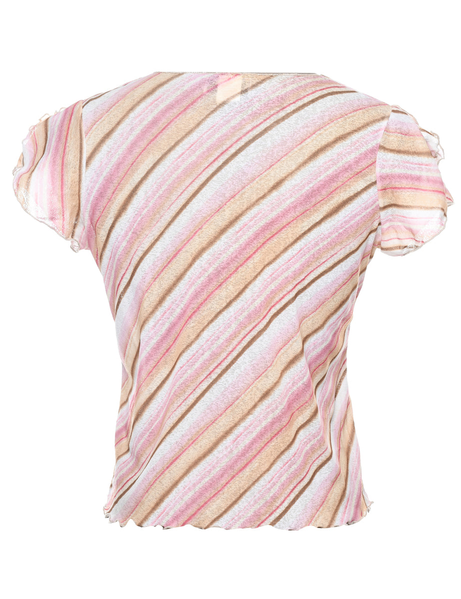 Striped Printed Multi-Colour Y2K Top - M