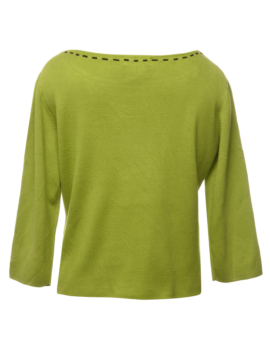Lime Green Fine Knit Jumper - L