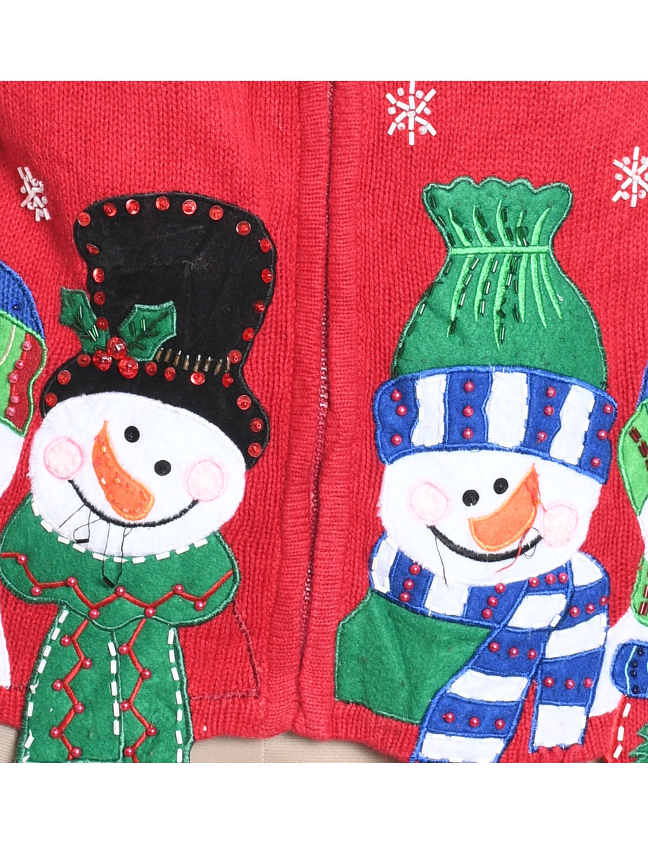 Snowman Christmas Cardigan - M