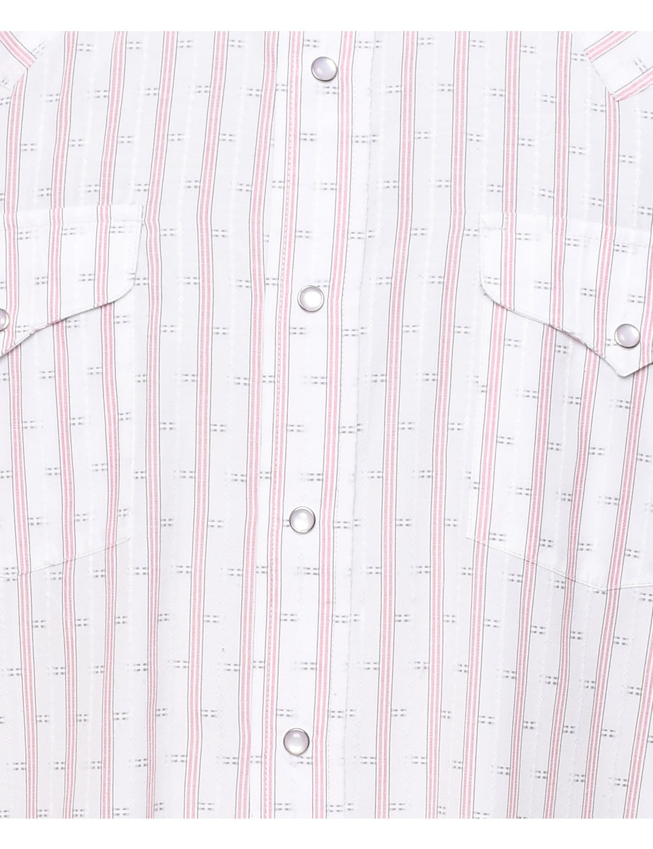 Striped Checked Western Shirt - L