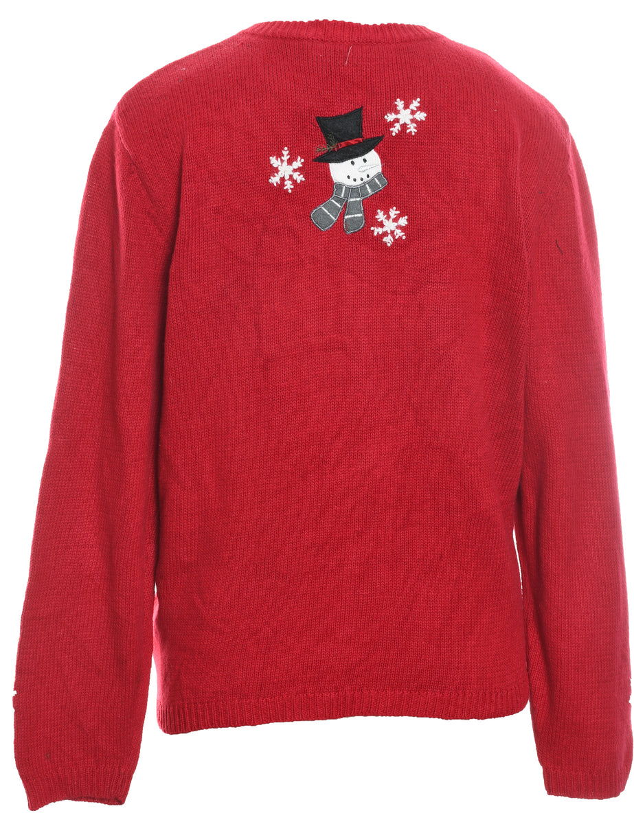 Snowman Christmas Cardigan - L