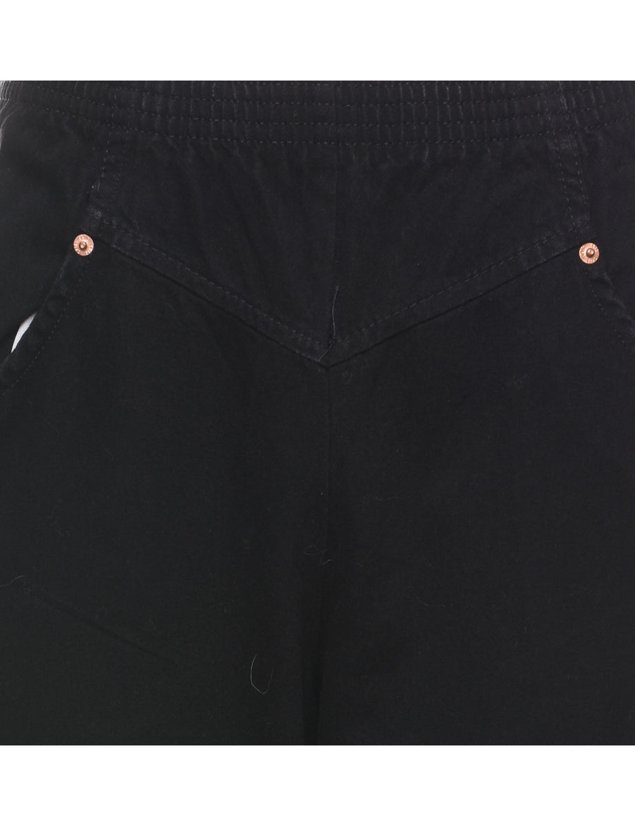 High Waist Black Denim Trousers - W26 L30