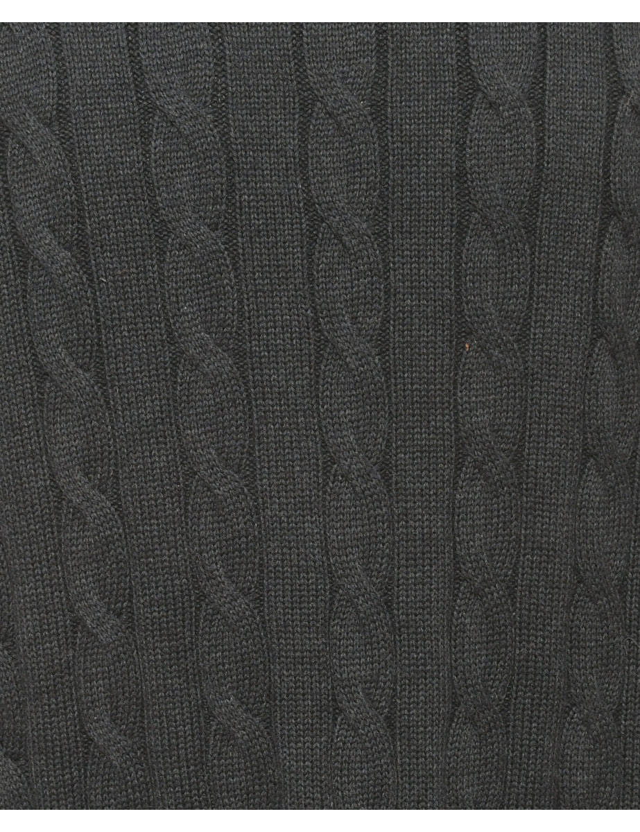 Cable Knit Navy Jumper - M