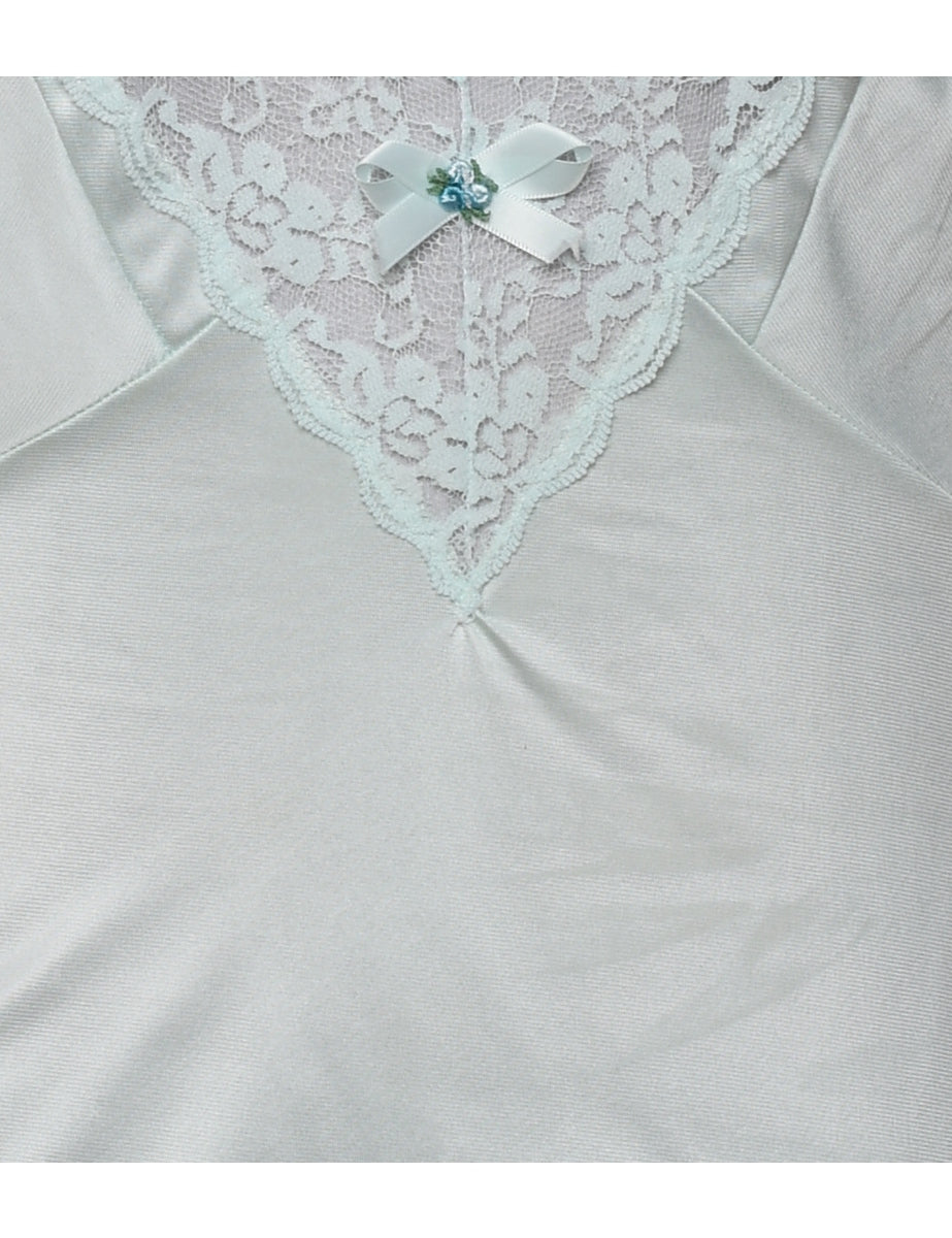 Aqua Blue Vintage Lace Trim Cami  - M