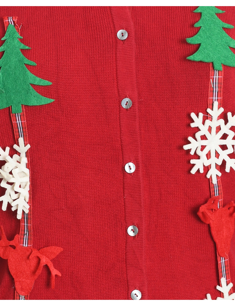 Red Christmas Cardigan - L