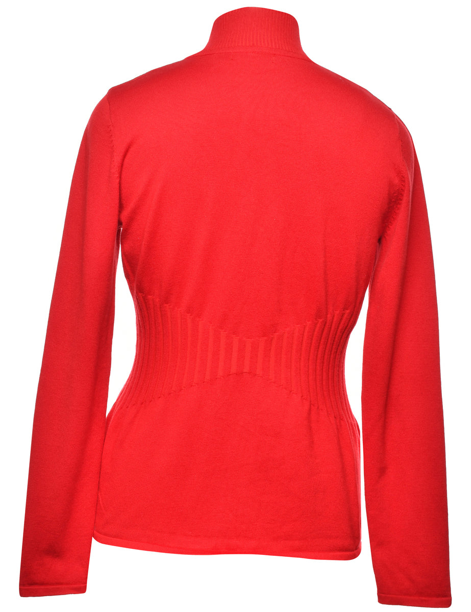 Beaded Red Cardigan - M