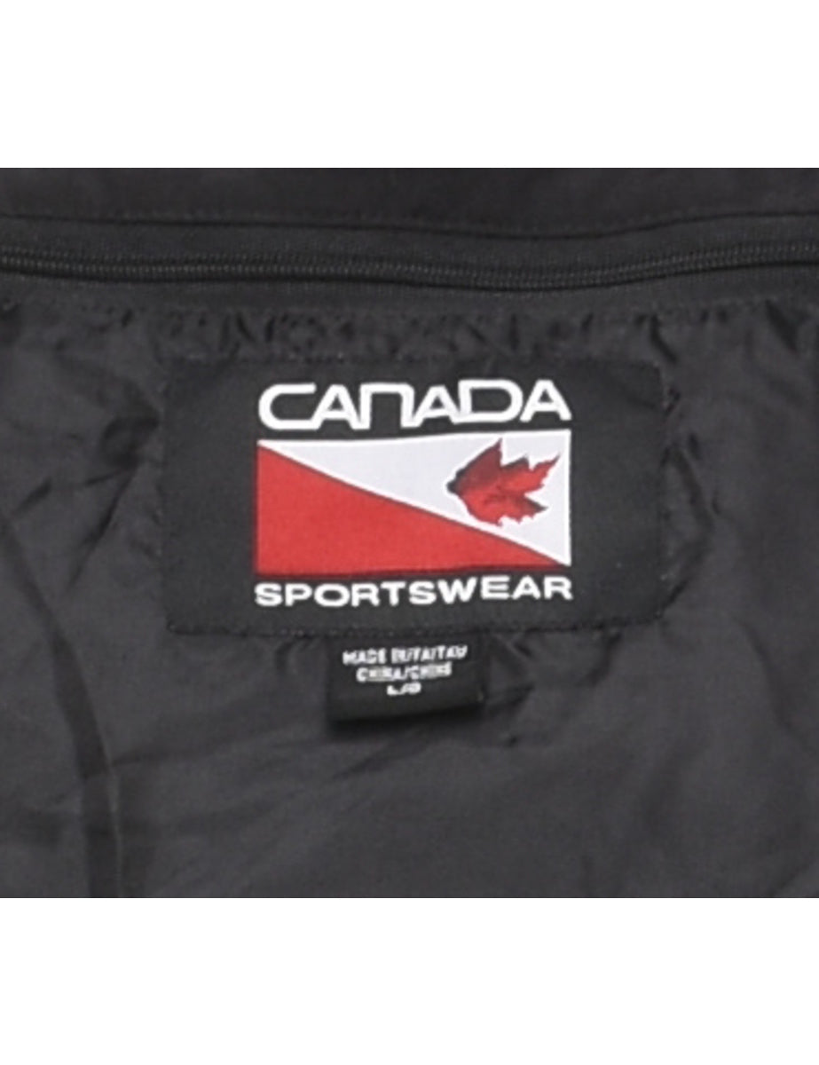 Embroidered Black Nylon Jacket - L