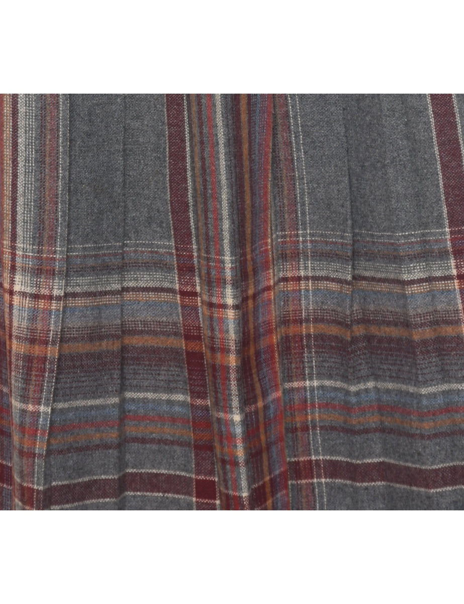 Checked Pleated Skirt - S