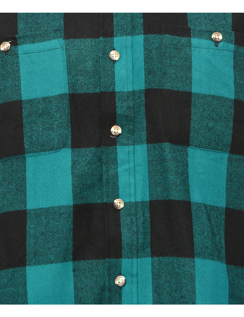 Long Sleeved Blue Checked Shirt - XL