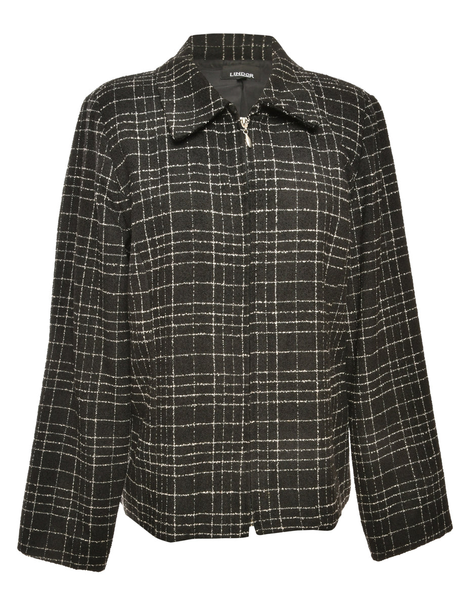 Patterned Black Jacket - M
