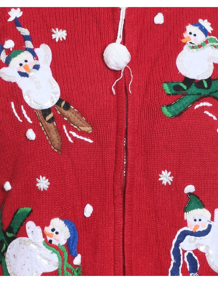 Snowman Christmas Cardigan - M