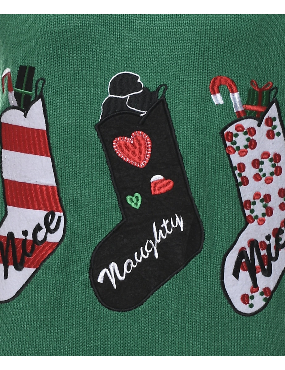 Festive Print Christmas Jumper - L
