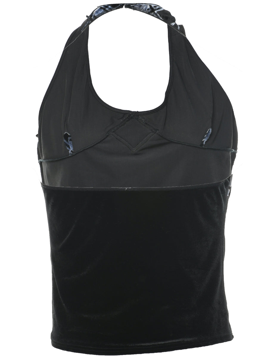 Velvet Fabric Black Evening Top - S