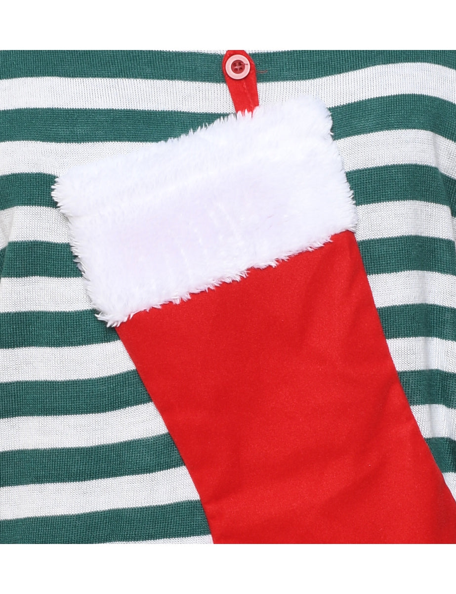 Striped Christmas Jumper - L
