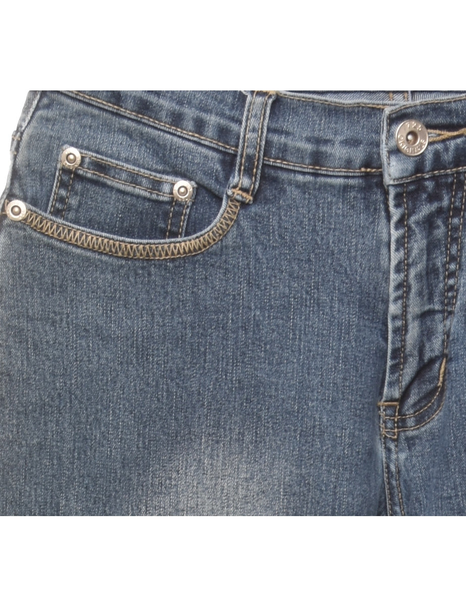 Faded Wash Frayed Hem Straight Fit Jeans - W26 L32