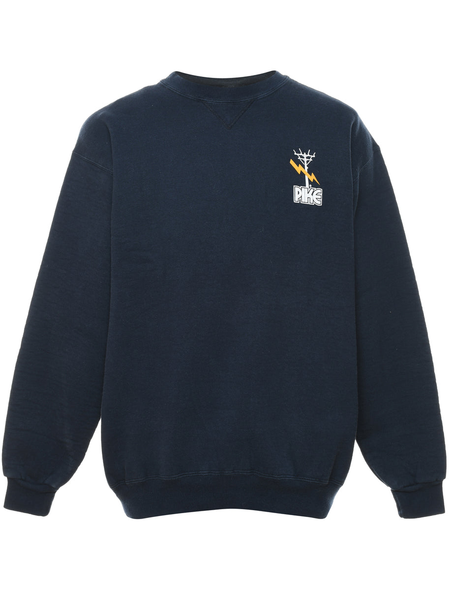Navy & Yellow Printed Sweatshirt - L
