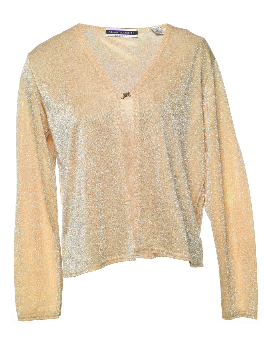 Gold Sparkly Metallic Evening Jacket - M