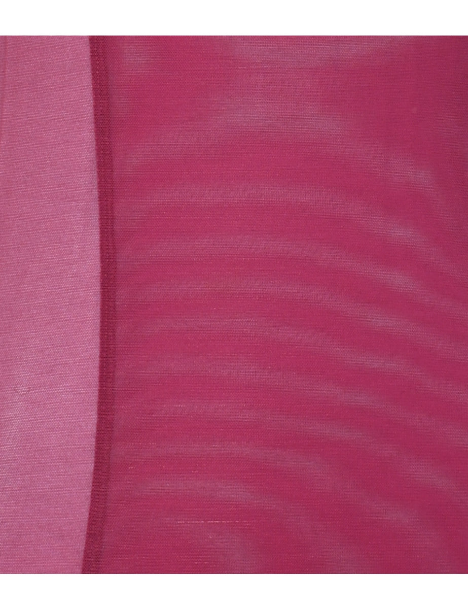 Dark Pink Sheer & Lace Fitted Babydoll - M
