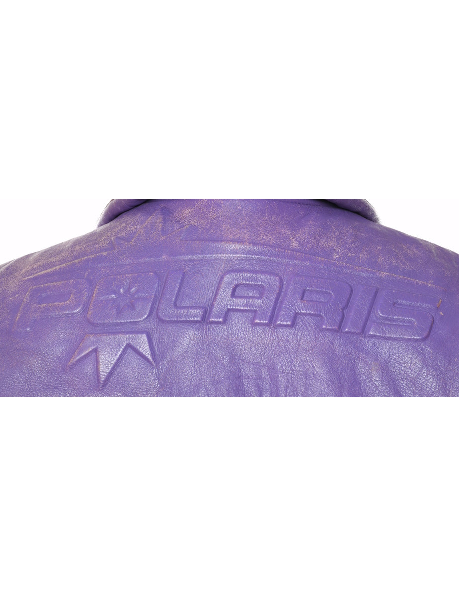 Black, Purple & Pink Polaris 1990s Leather Racing Jacket - S