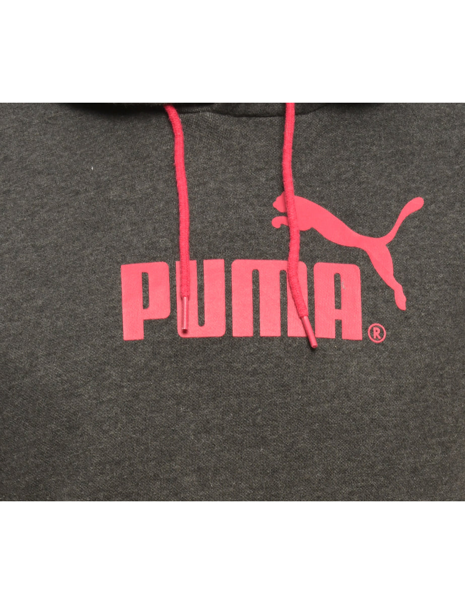 Grey Puma Printed Hoodie - M