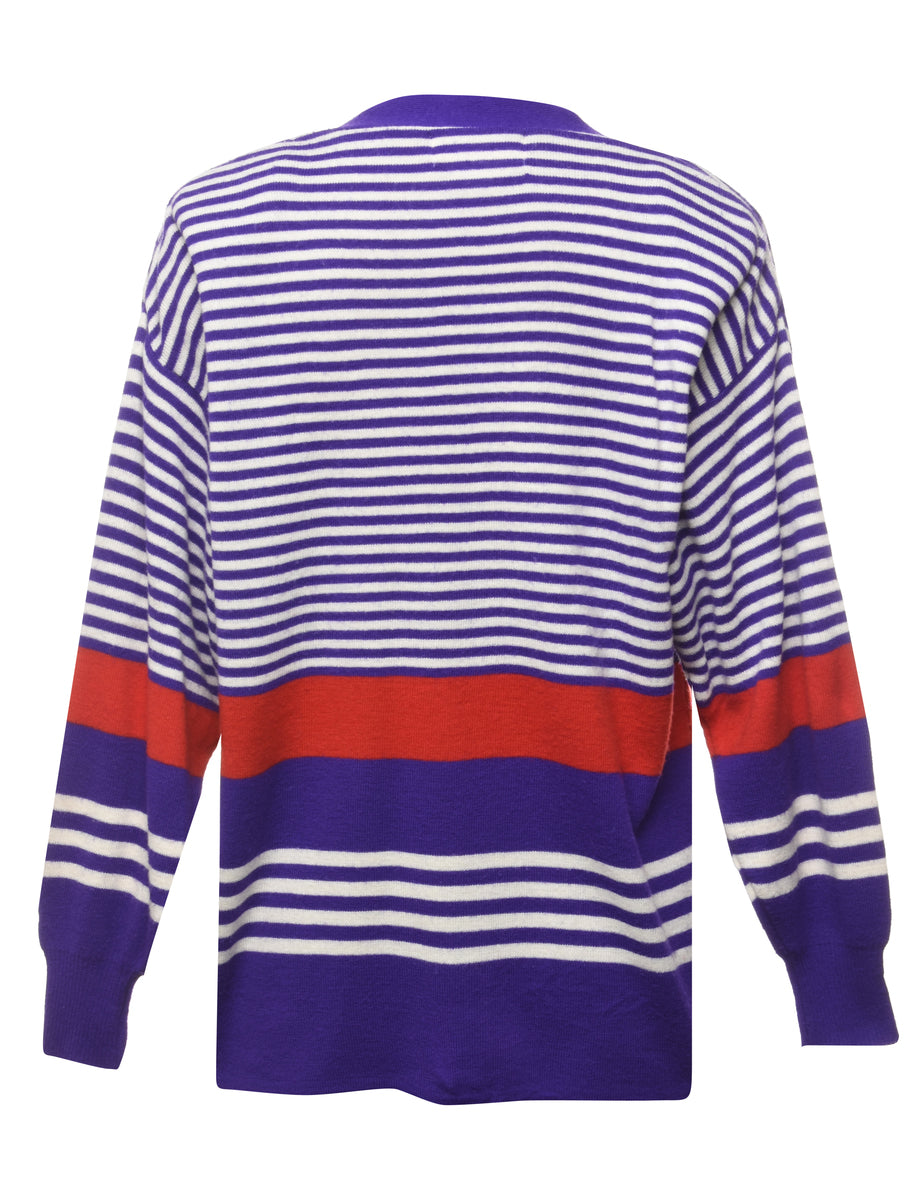 Purple Striped Cardigan - M