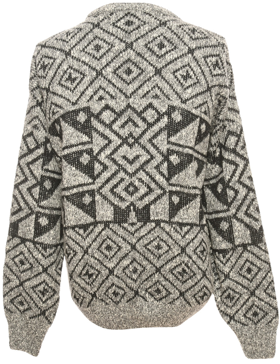 Patterned Grey Jumper - M
